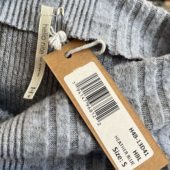 Hello Nite Sweater Sz Small Heather Blue Mock Neck Ribbed Soft Pullover NWT - Picture 7 of 8